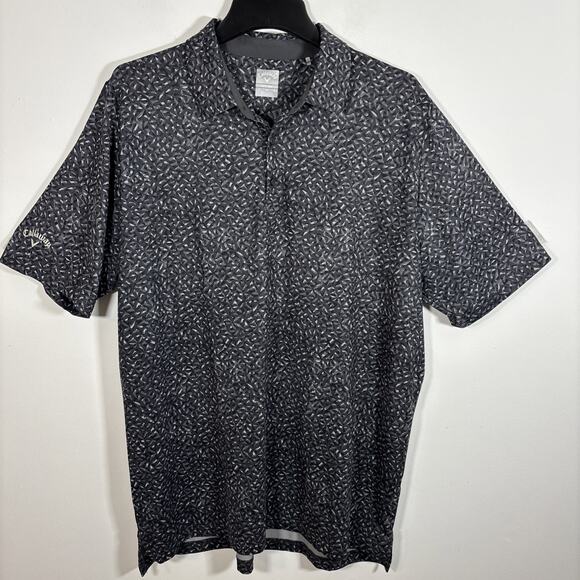 Callaway Golf Polo Shirt Mens XL Black Gray Printed Opti-Dri Performance Stretch - Picture 1 of 7